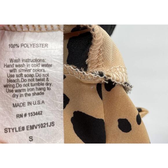 Windsor Cheetah Animal Print Crop Top Blouse S Puff Sleeve Elastic Wrist - Picture 12 of 12